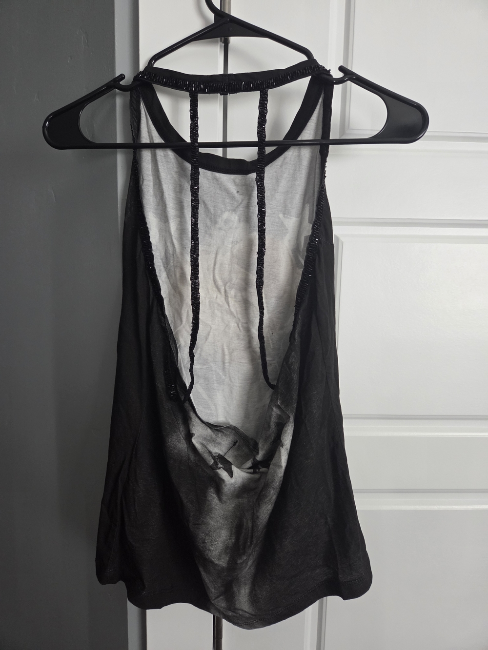 Black Beaded-Strap Halter Camisole with Rose Graphic - Picture 10 of 16